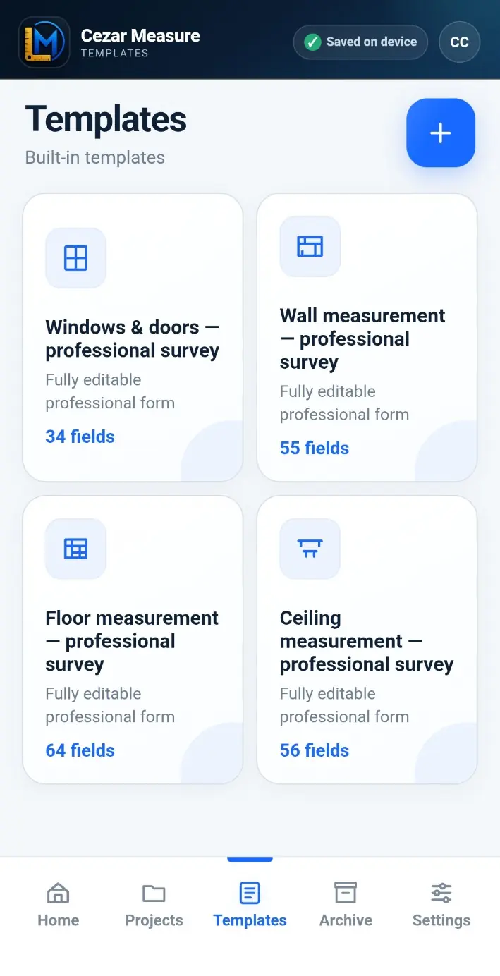 Ready-made templates — Cezar Measure